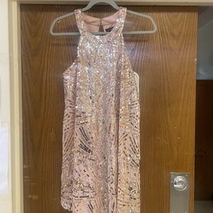 Elegant Sequin Pink Dress
